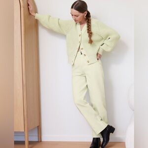 NWT Everlane The Organic Crop Wide-Leg Twill Pant, Sea Foam Green, Sz 6